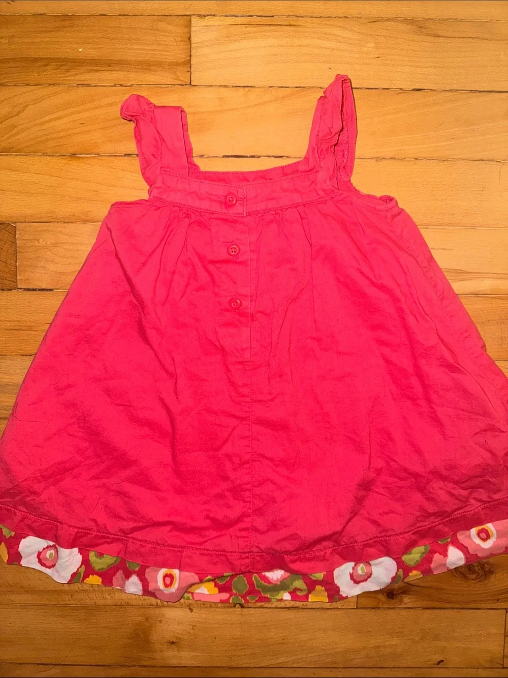 Gymboree Hot Pink Smocked Floral-Trim Sundress